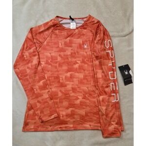 NEW SPYDER WOMENS LONG SLEEVE UPF 30+ ORANGE SWIM SHIRT SIZE XL